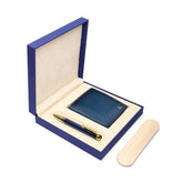 Lapis Bard Gift Set Torque Ballpoint Pen with Ducorium Business Card Holder – Blue with Gold Trims